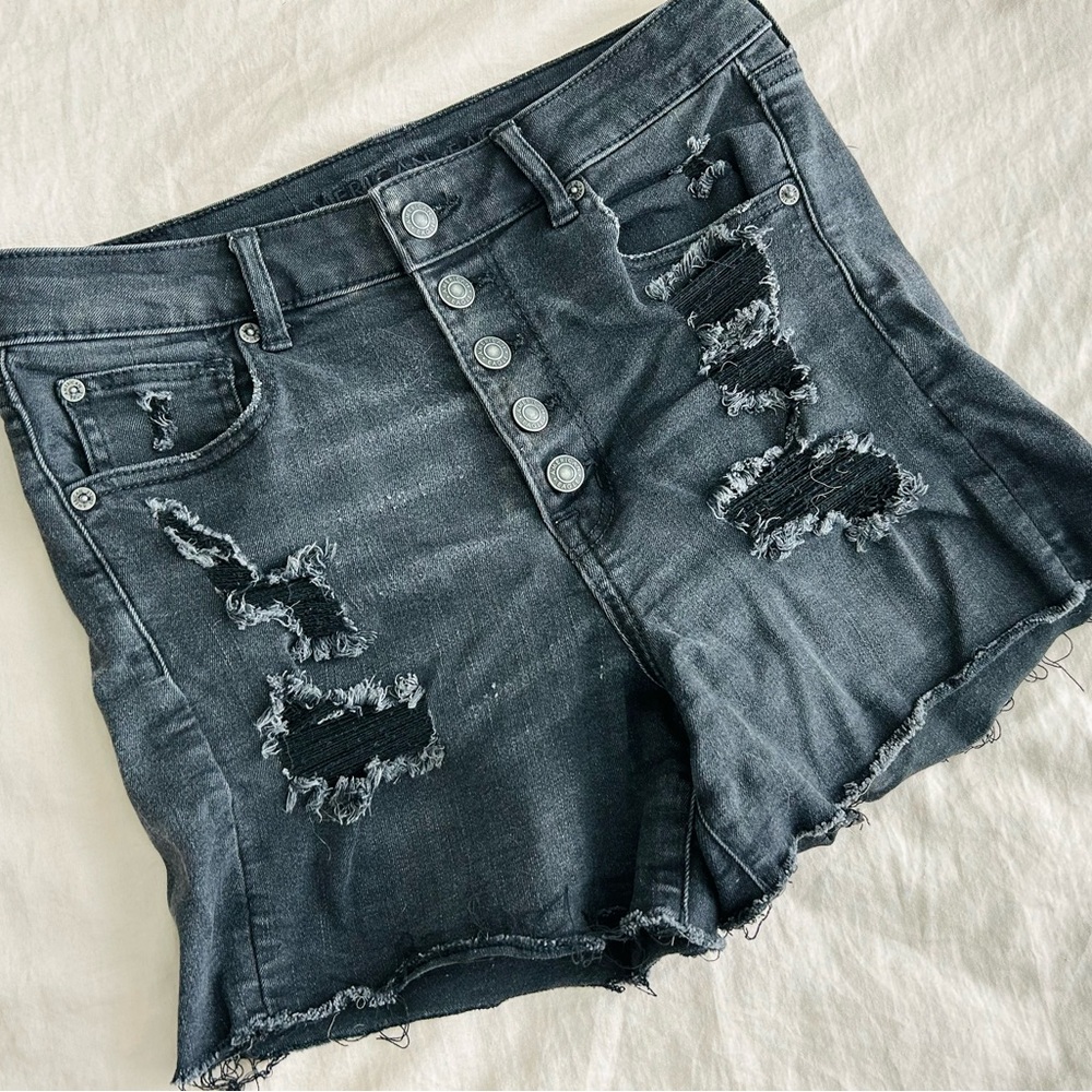 American Eagle Distressed Super HiRise Shortie Shorts